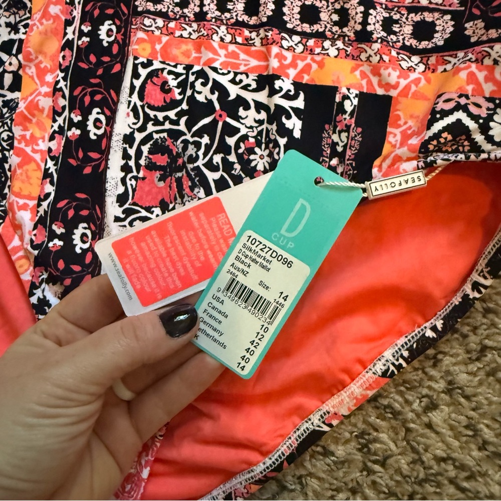 Seafolly Anthropologie Silk Market Boho Halter Maillot One Piece Swimsuit 10 - Picture 6 of 11